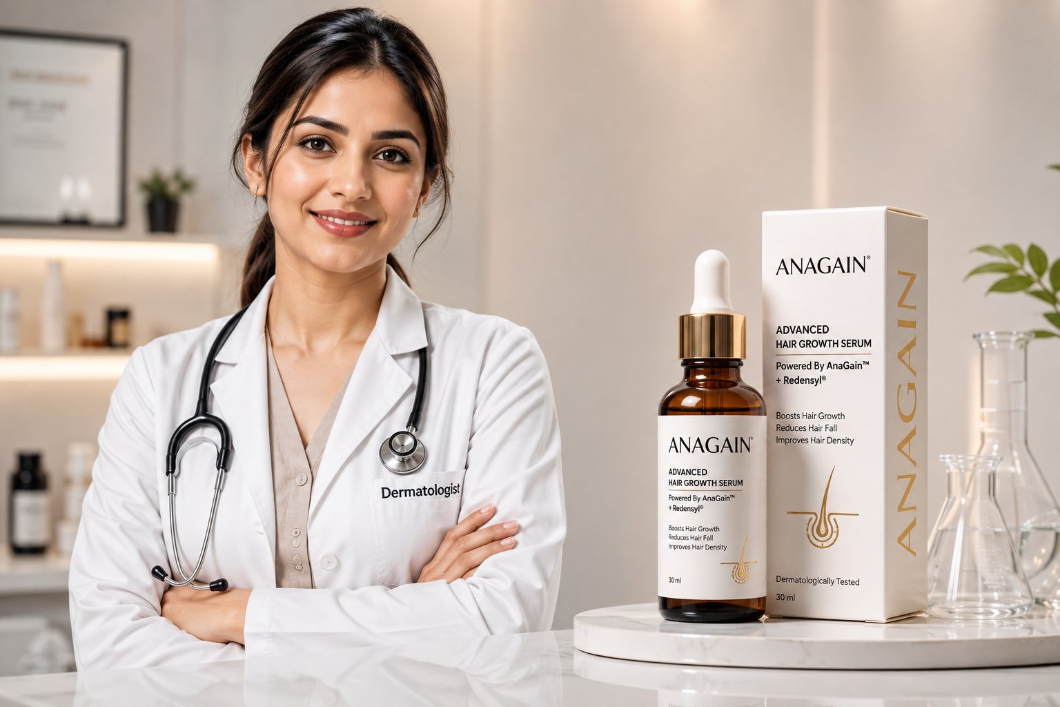 Anagain cosmetic haircare with dermatologist guidance for hair and scalp care