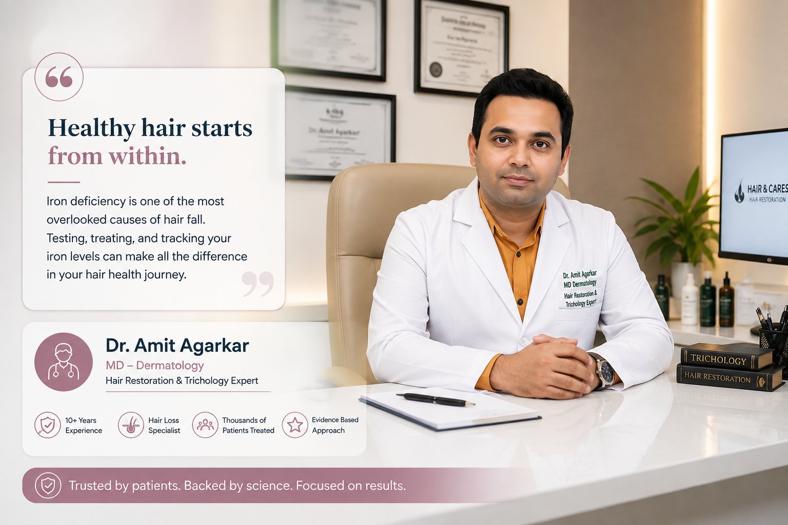 Dr Amit Agarkar dermatologist reviewing iron supplements for hair guidance