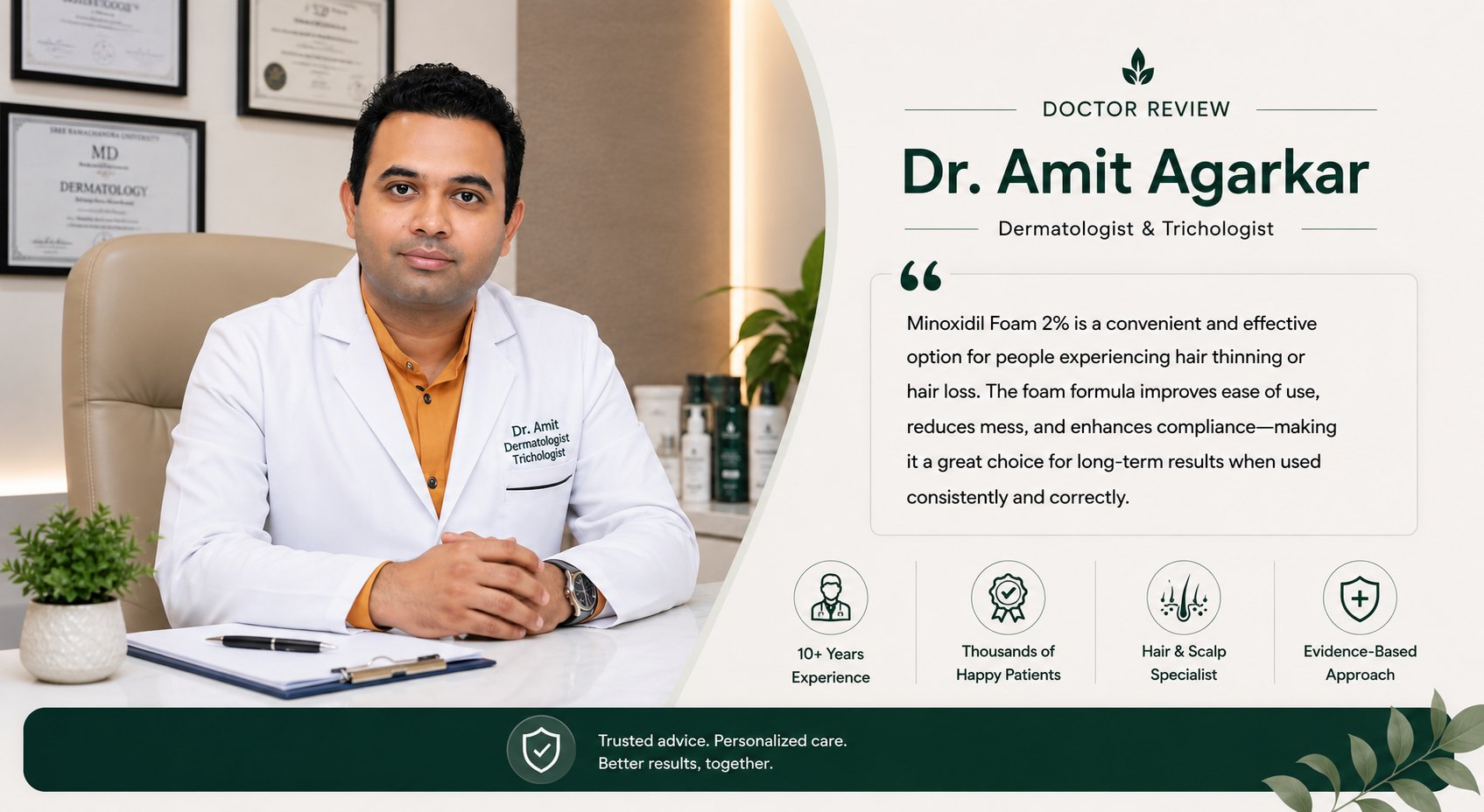 Dr Amit Agarkar dermatologist reviewing Minoxidil 2 percent guidance