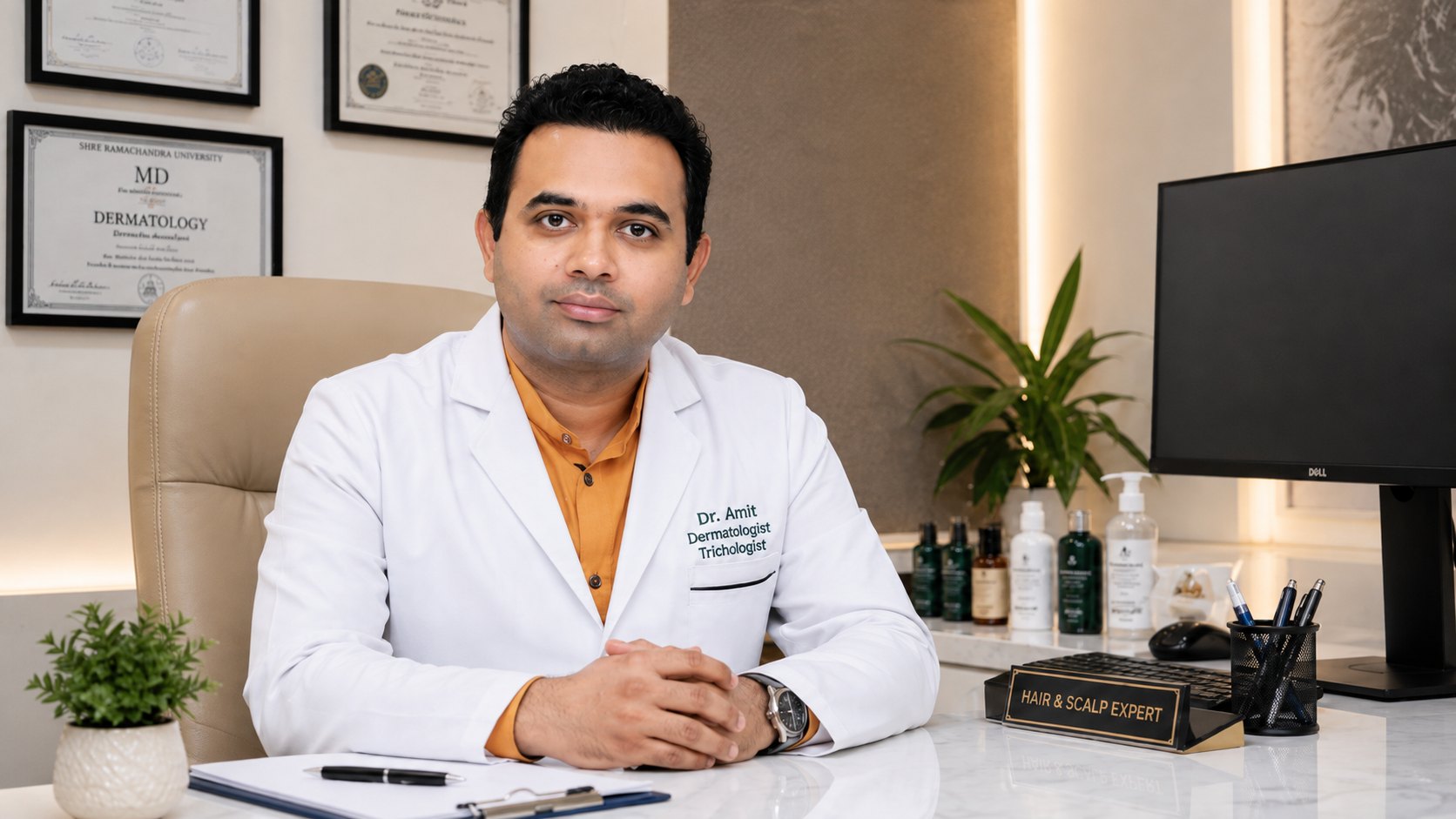 Dr Amit Agarkar dermatologist reviewing pharma haircare guidance