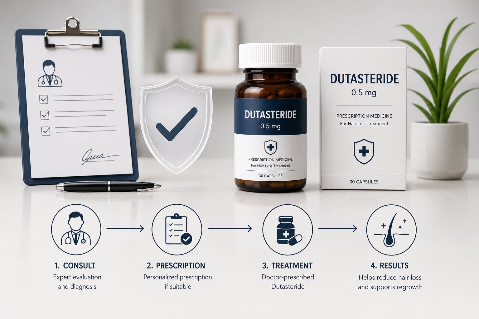 Doctor-guided Dutasteride prescription product pathway for hair loss