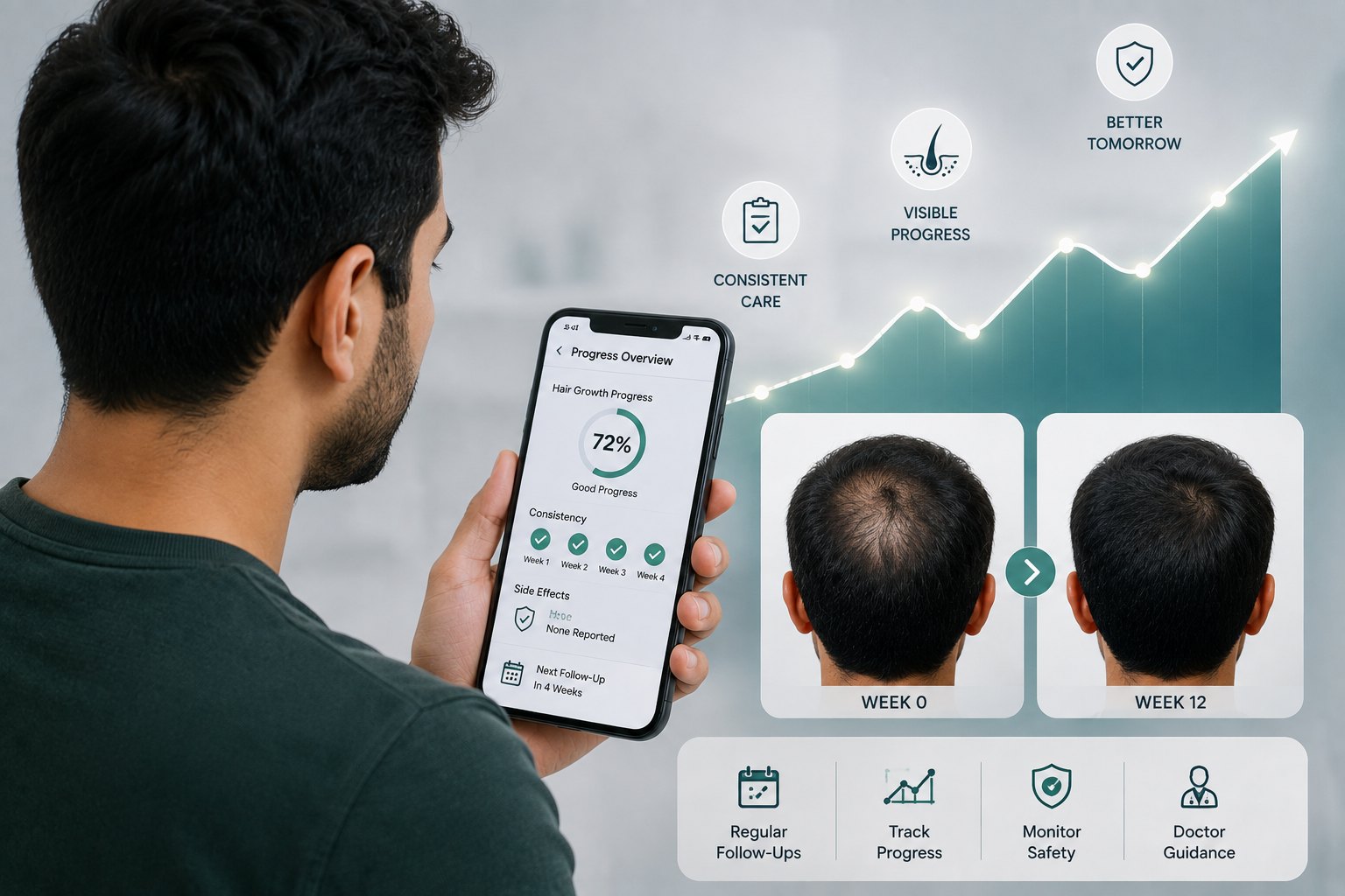 Tracking Finasteride hair loss response side effects and progress over time