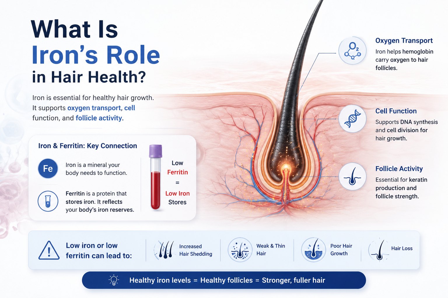 Iron ferritin and hair follicle relationship in hair shedding