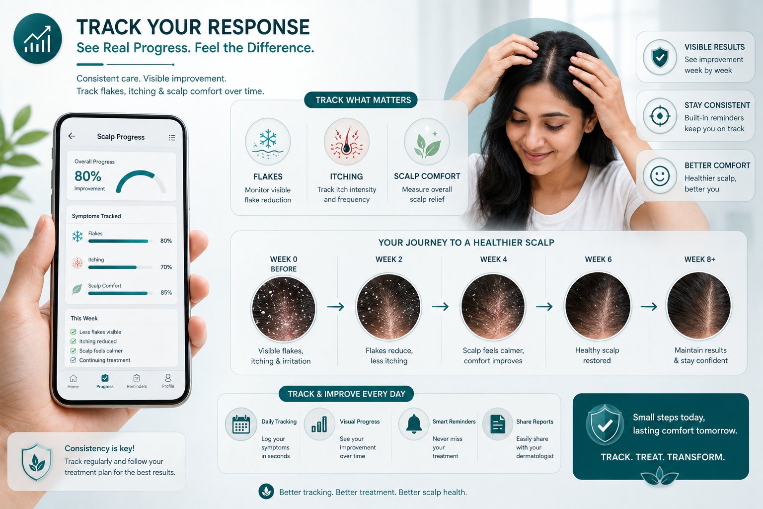 Tracking dandruff flakes itching and scalp comfort with ketoconazole shampoo
