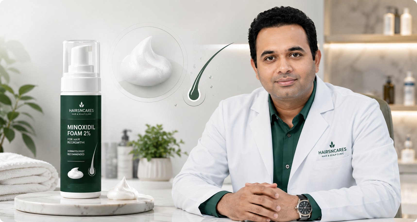 Minoxidil Foam for hair regrowth with dermatologist guidance