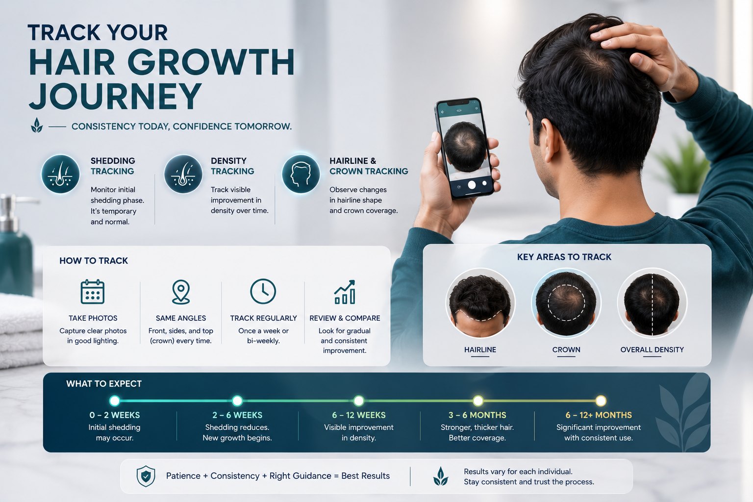 Tracking Minoxidil hair growth response shedding and side effects over time
