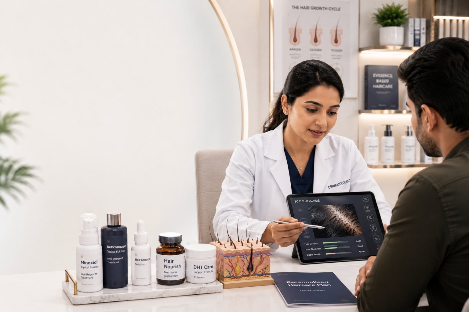 Doctor-guided pharma haircare products for Minoxidil, Ketoconazole and scalp treatment