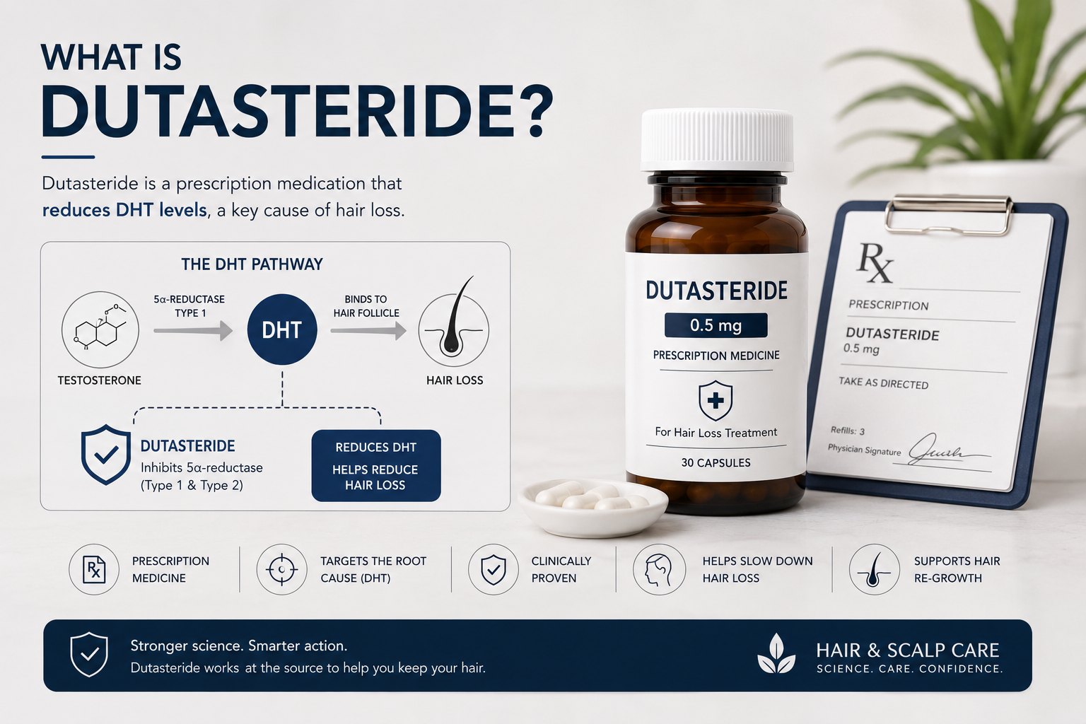 Dutasteride prescription medicine and DHT pathway hair loss education