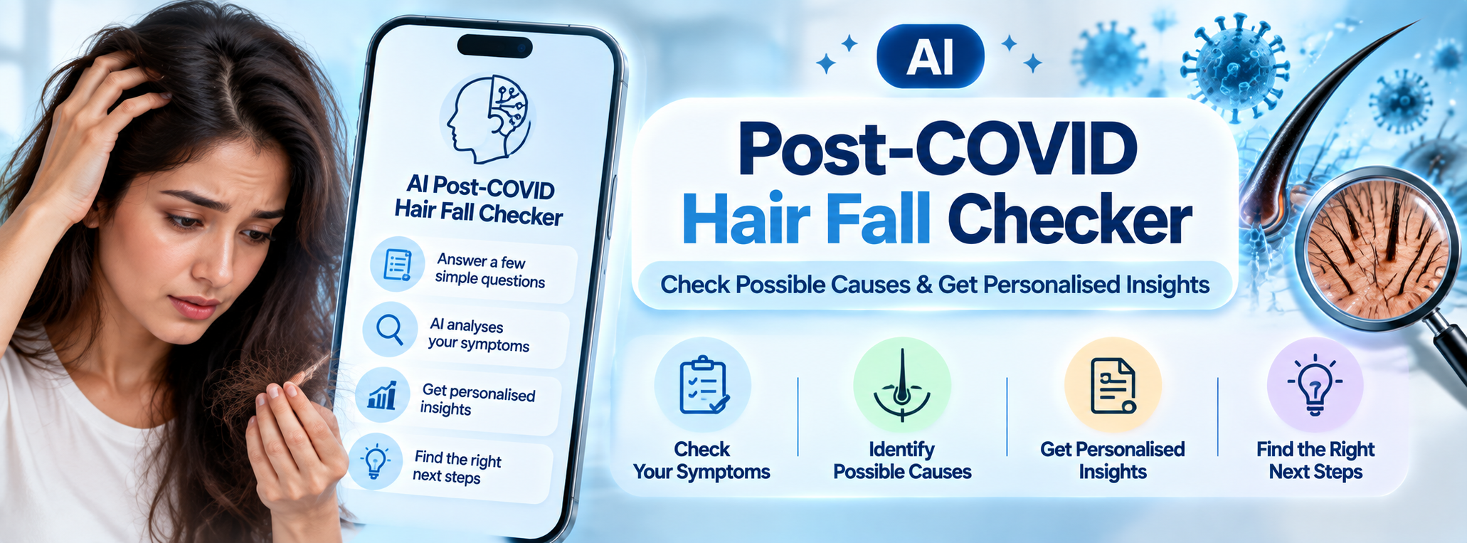 Using the AI post-COVID hair fall checker to assess possible causes of hair shedding — Hairsncares