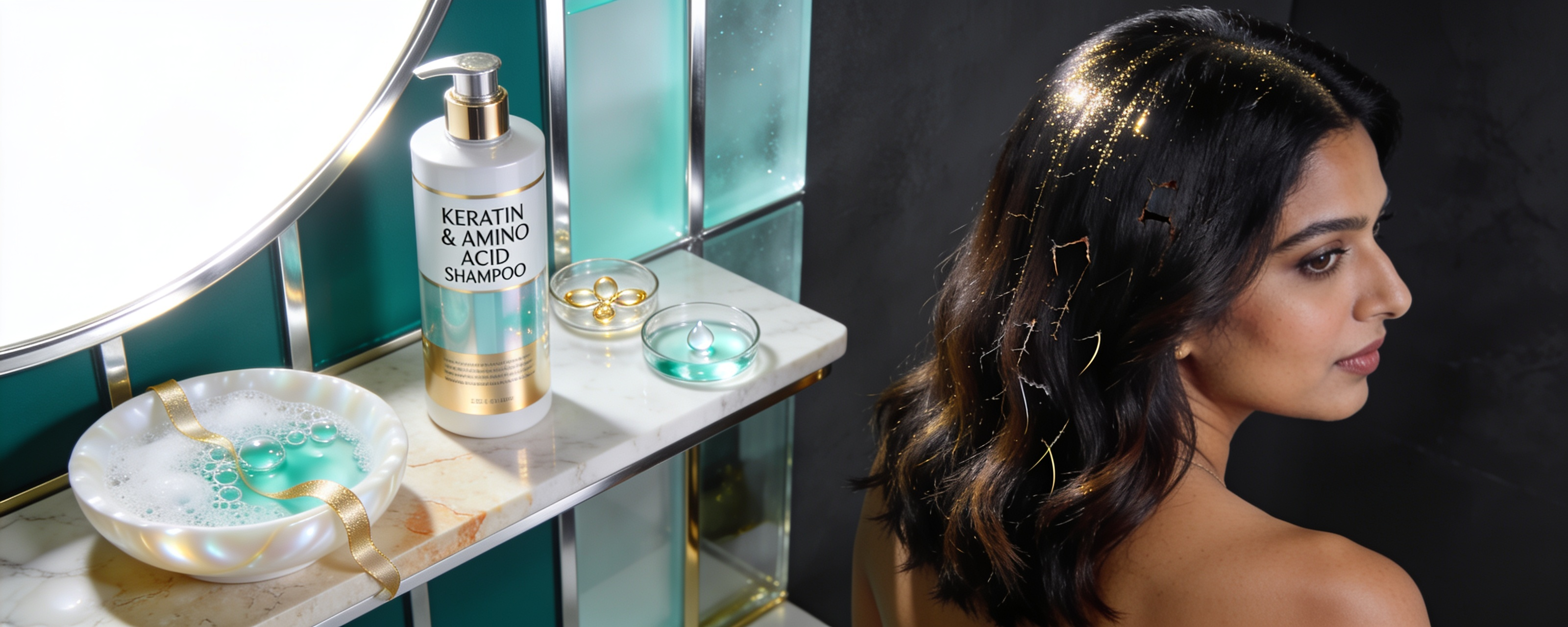 Keratin and amino acid fragments temporarily smoothing a damaged hair cuticle
