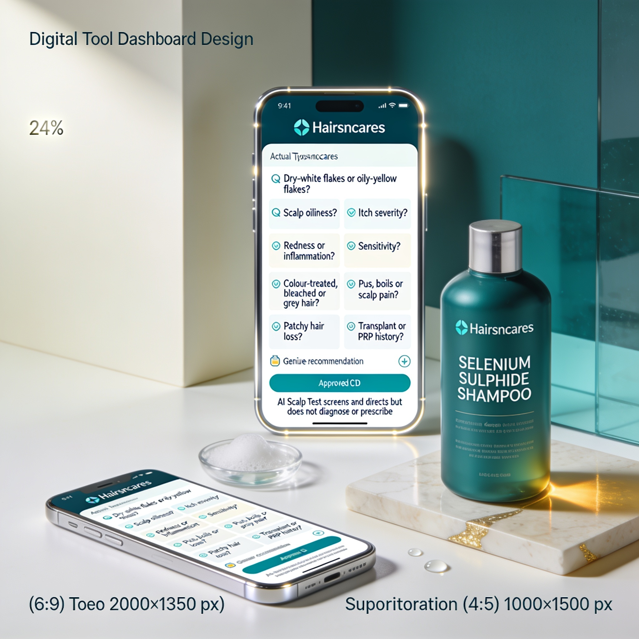 AI Scalp Test for Selenium Sulphide Shampoo Suitability | Hairsncares AI Scalp Test dashboard assessing selenium sulphide shampoo suitability