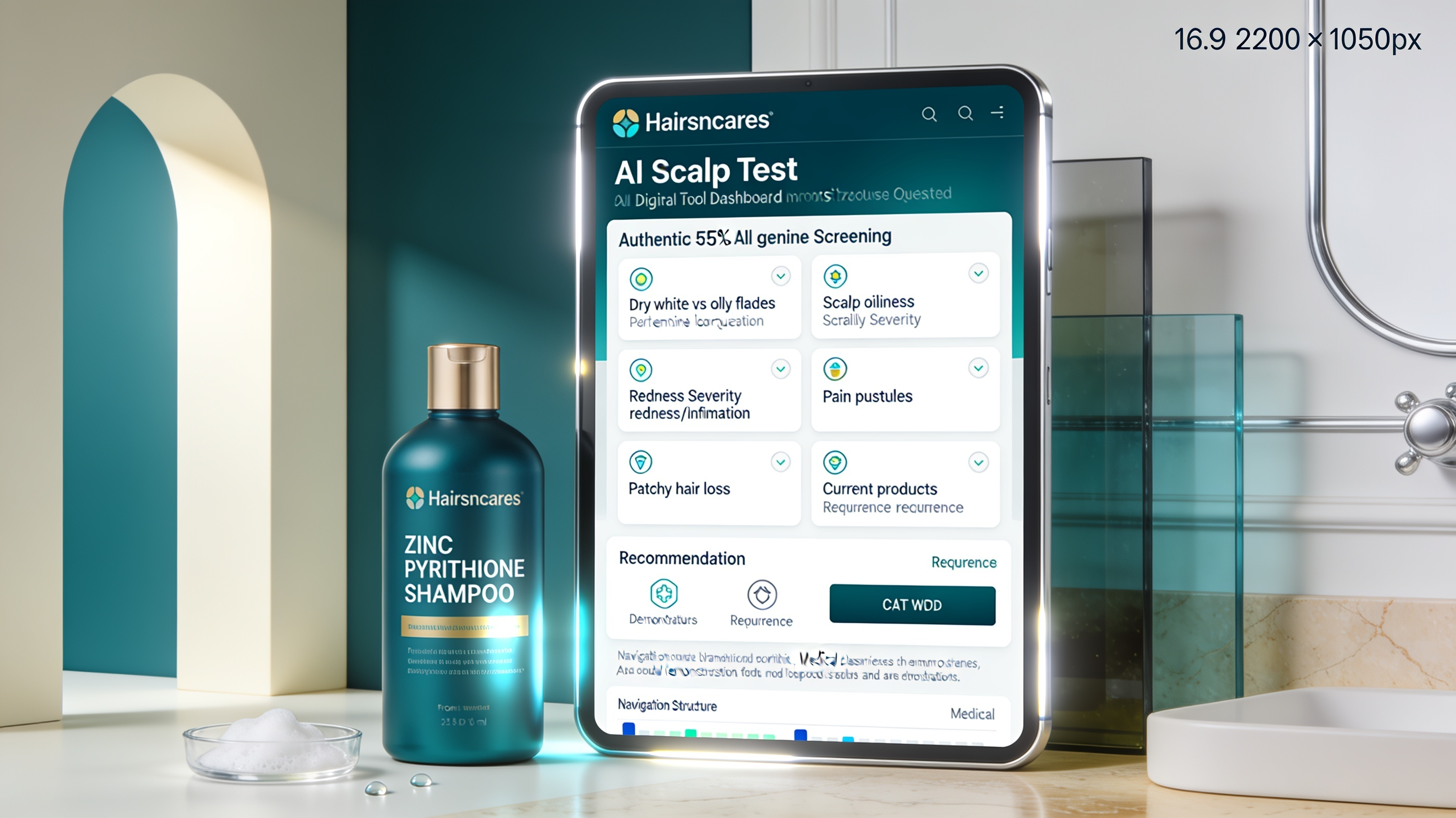 AI Scalp Test for Zinc Pyrithione Shampoo Suitability | Hairsncares AI Scalp Test dashboard assessing zinc pyrithione shampoo suitability