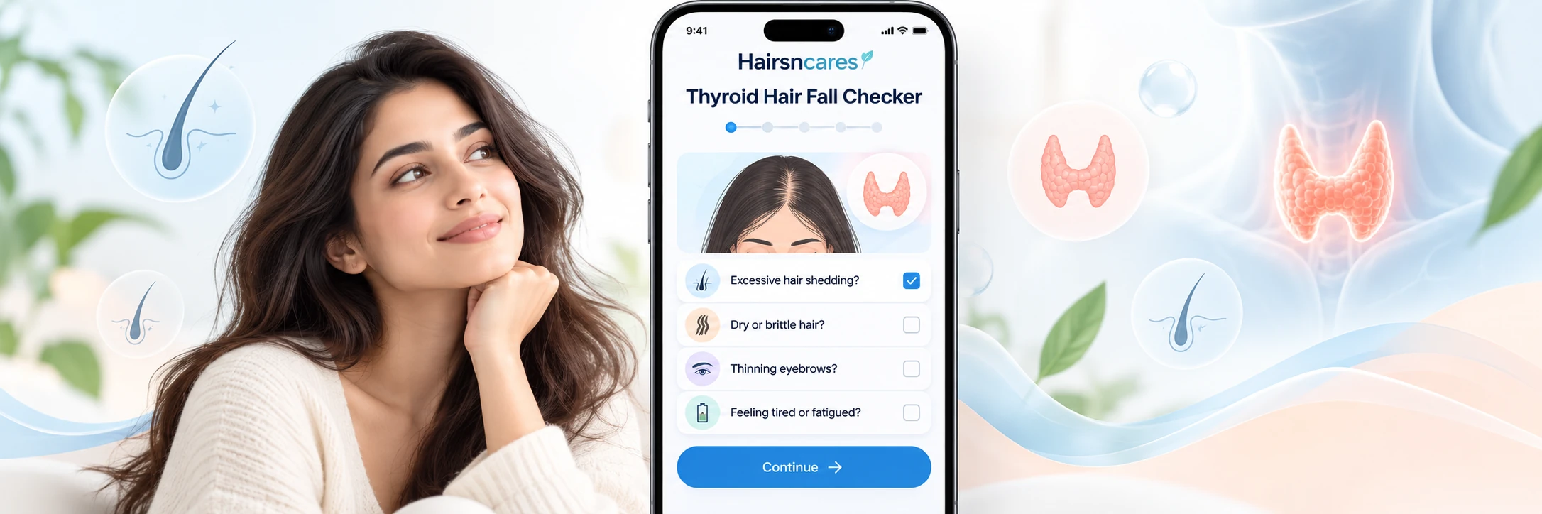 Thyroid hair shedding self-assessment on a smartphone — Hairsncares