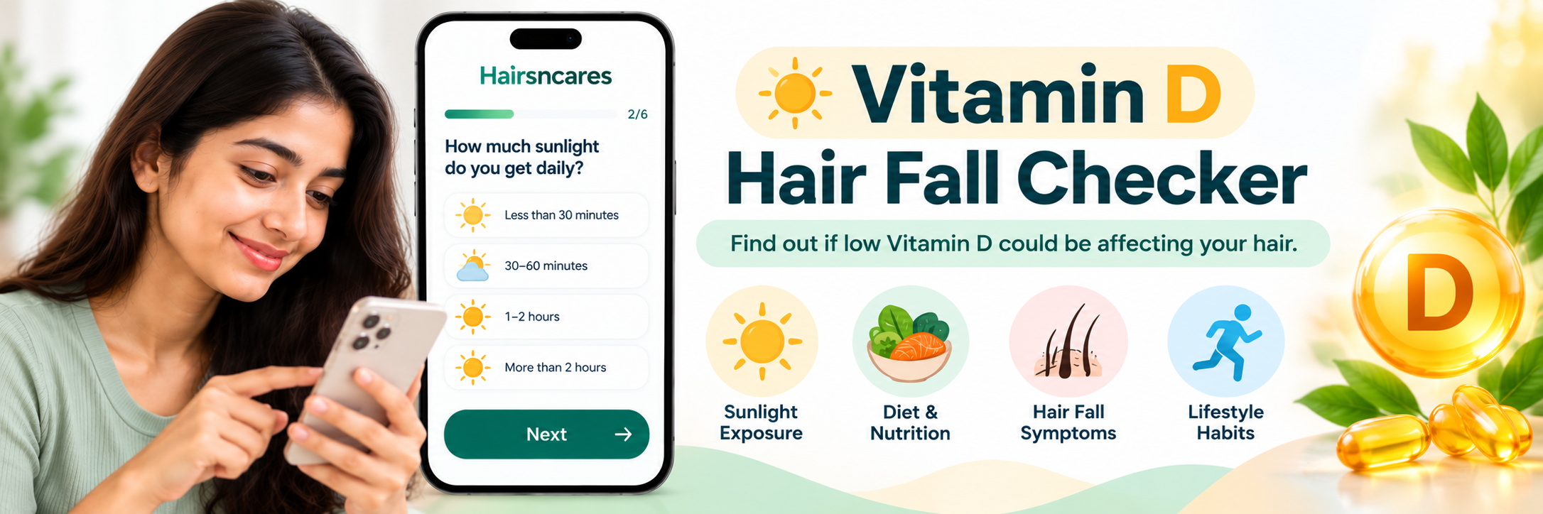 Vitamin D hair shedding self-assessment on a smartphone