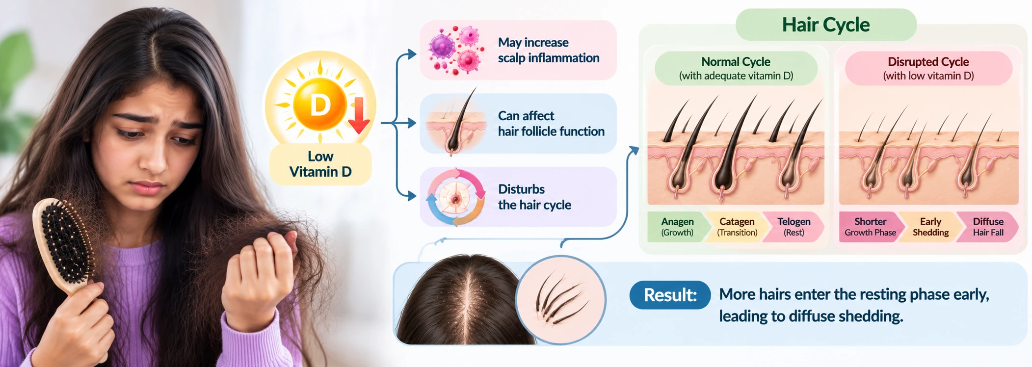 Vitamin D hair loss — explainer diagram